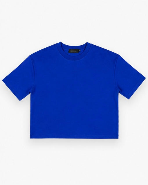 Wide Cropped T-Shirt - Cobalt Blue