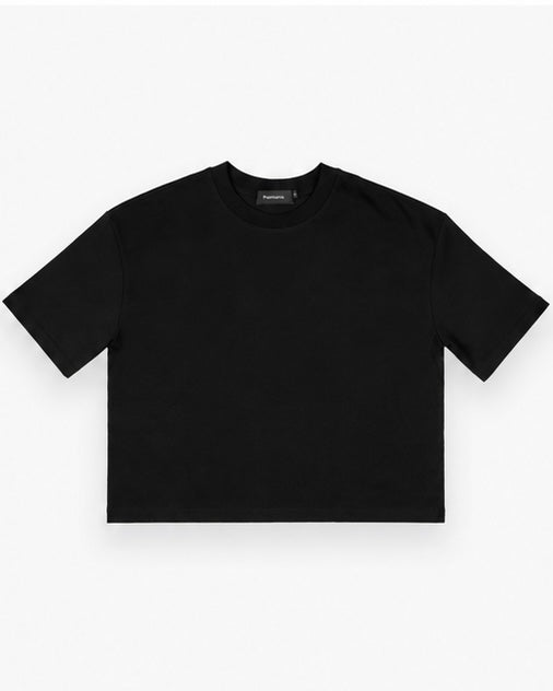 Wide Cropped T-Shirt - Black