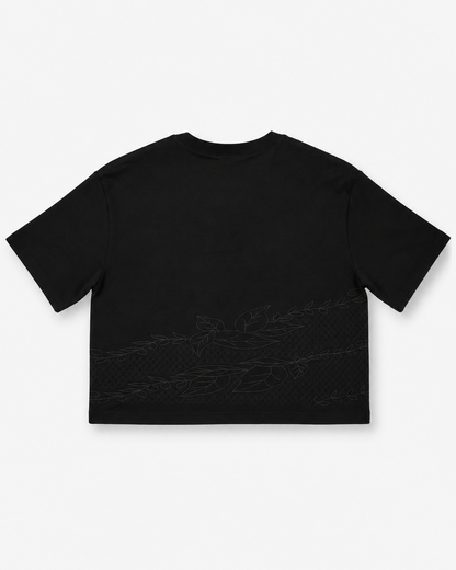 Wide Cropped T-Shirt - Black