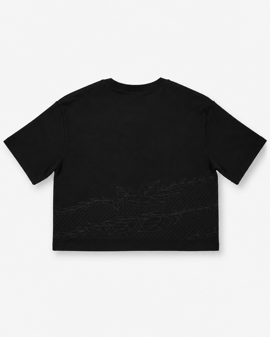 Wide Cropped T-Shirt - Black